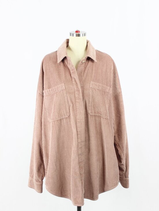 Aritzia Tops - Aritzia GROUP BY BABATON Graydon Dusty Pink Cotton Corduroy Shirt Jacket, Size L